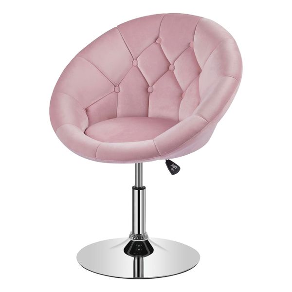 Height Adjustable Swivel Vanity Chair with Round Back