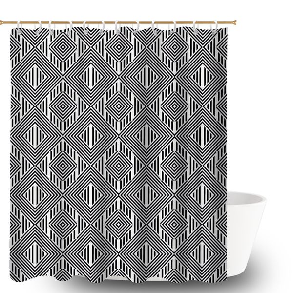 Modern Print Shower Curtain with Hooks Bathroom Decor for Tubs, 180x180cm