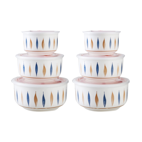 Leak-Proof Ceramic Food Storage Containers - 6 Pack