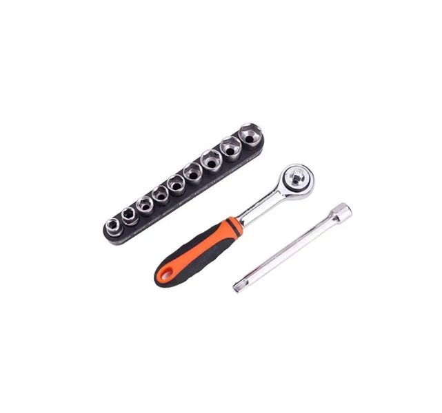 11PCS Ratchet Wrench and 6mm to 13mm Socket Sets With Extension Rod SE