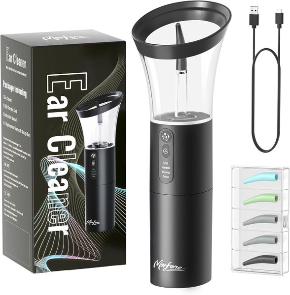 Ear Wax Removal Electric Ear Cleaner with 4 Modes 5 Soft Tips