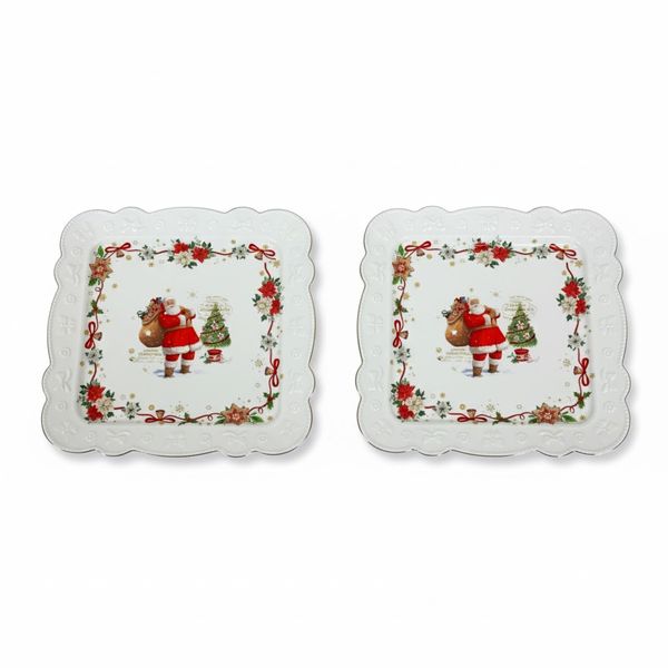 SDG-21 Merry Christmas Set of 2PCS Square Under Plates