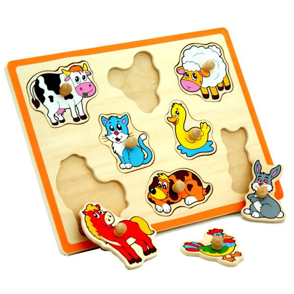 Farm Animal Peg Puzzle 8pc