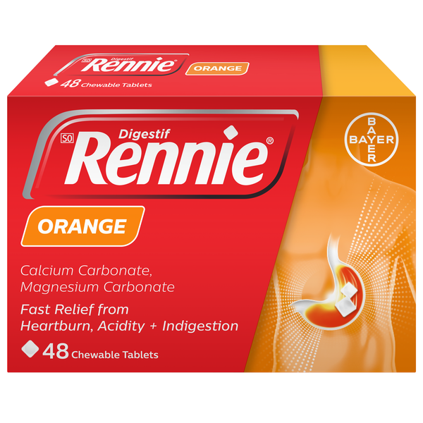 Rennie Orange - 48 Tablets Antacid - Eases Heartburn &amp; Indigestion