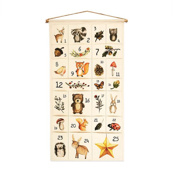Forest Friends Advent Calendar Fabric Pocket Wall Hanging