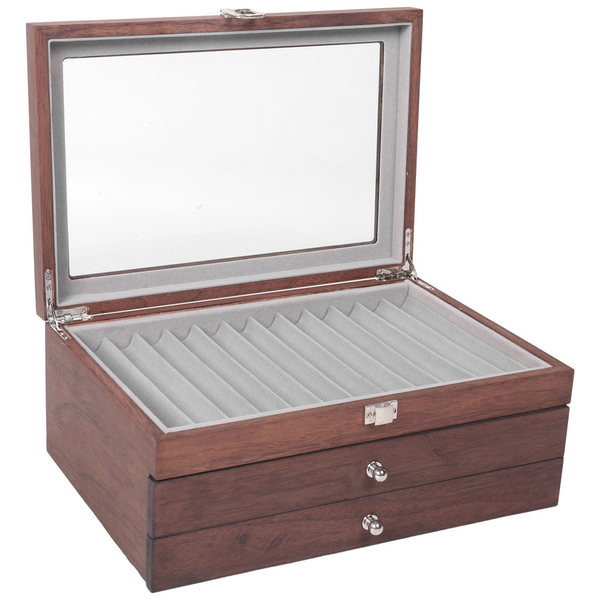 34 Grid Walnut Pen Storage Case