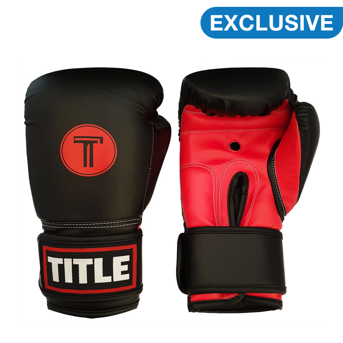 Title Powerhide Sparring Gloves - Black Red Trim