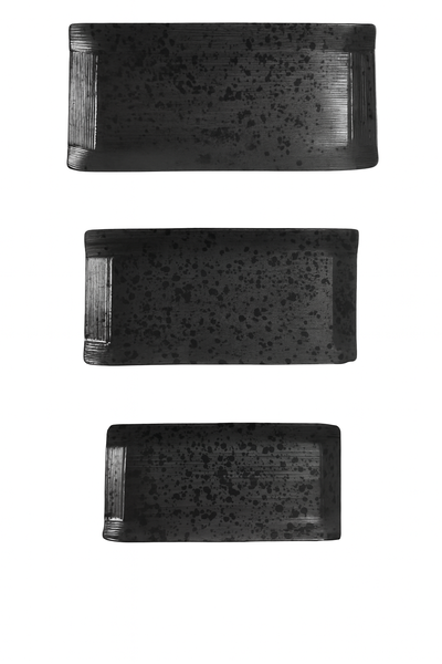 Melamine Serving Tray Set - Black Speckled - 3Piece
