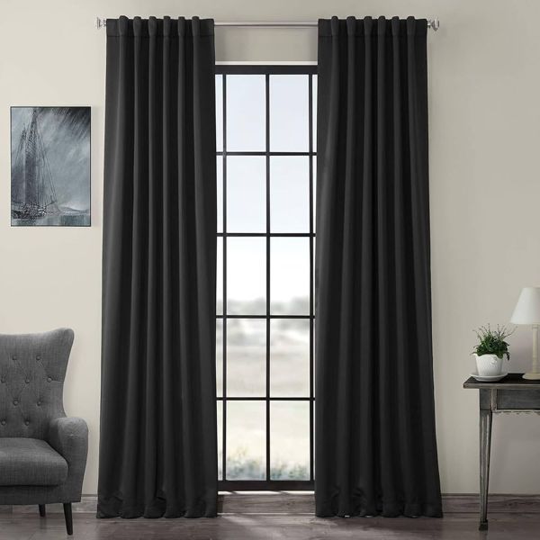 DOT 100% Blackout Readymade Faux Linen Eyelet Curtain - Charcoal Grey