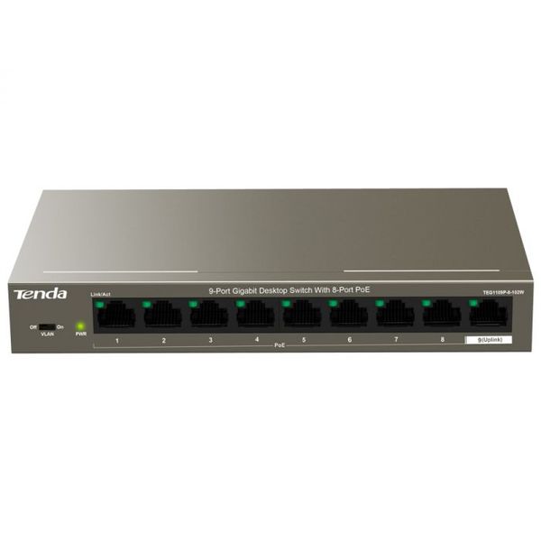 Tenda 9 Port Gigabit with 8 PoE 92W Desktop Switch