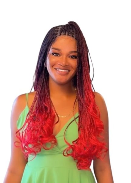 Knotless Braided Wig With Curly Tips