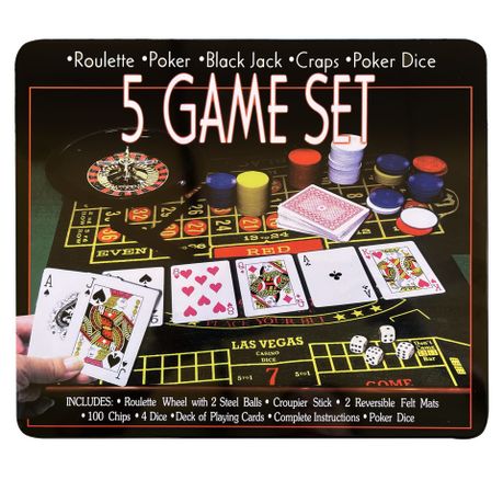 5 in 1 Casino Game Set Roulette, Poker, Black Jack, Craps, Poker