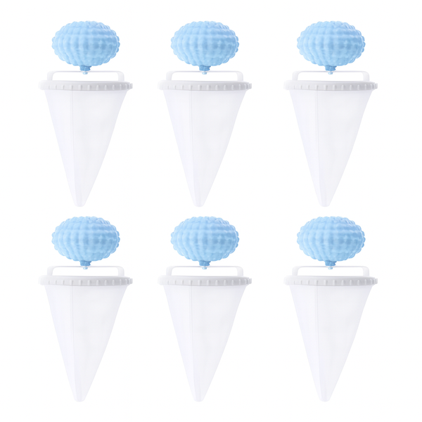 6 Pack - Washing Machine Hair Catcher - Single Ball - Blue