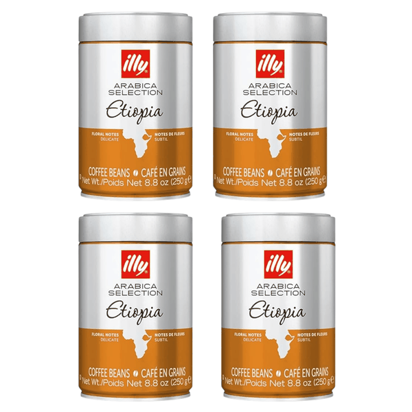 illy Ethiopia Whole Bean Coffee 100% Arabica Medium Roast 4 x 250g