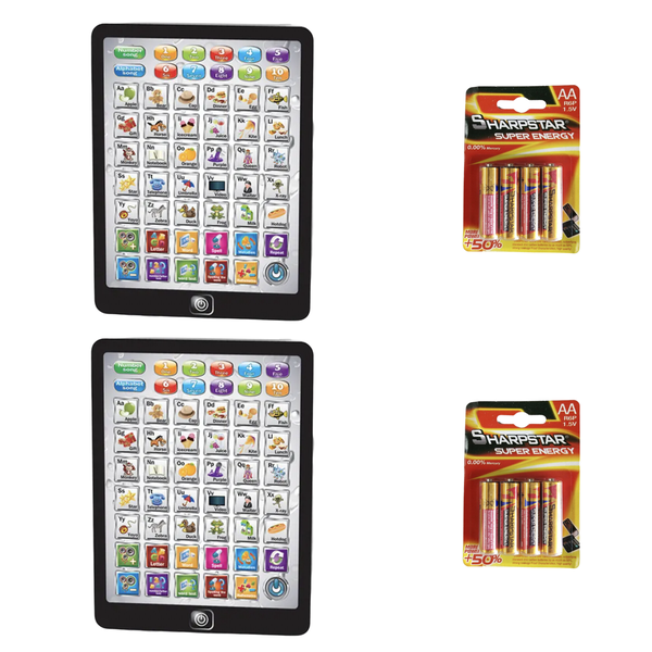 Interactive Educational E-Learning Tablet for Kids with Batteries - 2 Pack