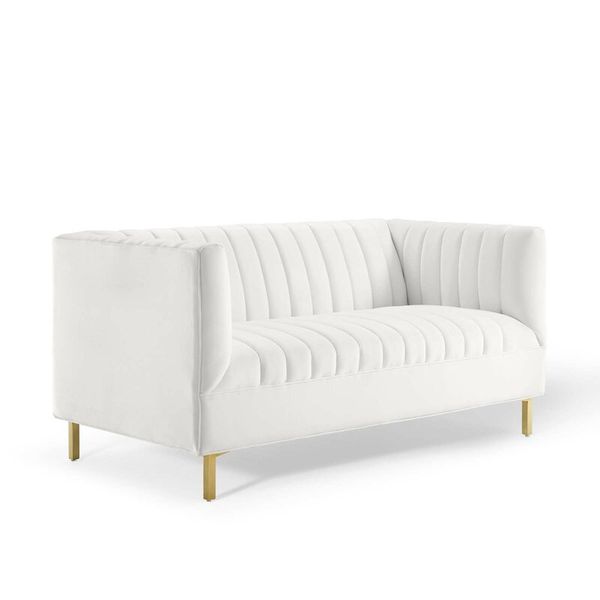 MaI Lifestyle - White Ribbed Velvet Couch