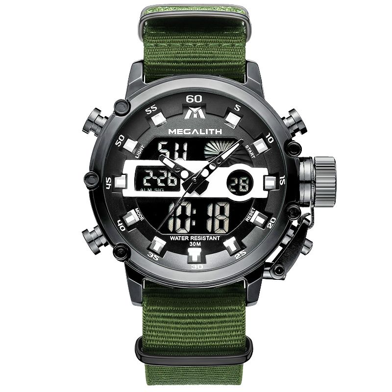 Men's Isiah Dual Display Army Green Watch | Shop Today. Get it Tomorrow ...