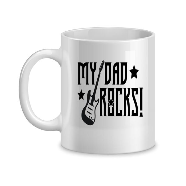 Dad Rocks Coffee Mug for Him Father's Day Graphic Cups Men Present 051