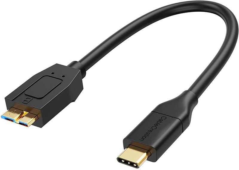 USB Micro B to Type C 3.1 to External Hard Drive Cable