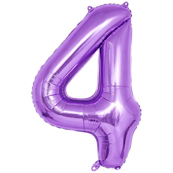 32-Inch Metallic Purple Foil Balloon - Number 4