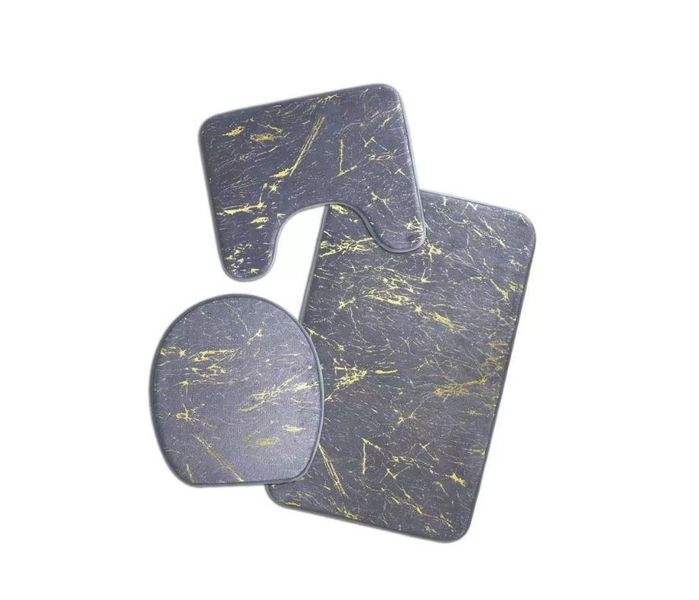 3 Piece Soft Touch Geometric Toilet Cover Bath Mat Set 40x60CM
