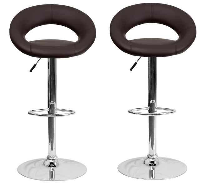 Bar Stools - Kitchen Breakfast Chairs - Two Pack - Brown Colour