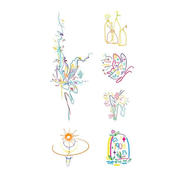 1 Piece - Temporary Tattoo With Various Dopamine Designs - Multicolor