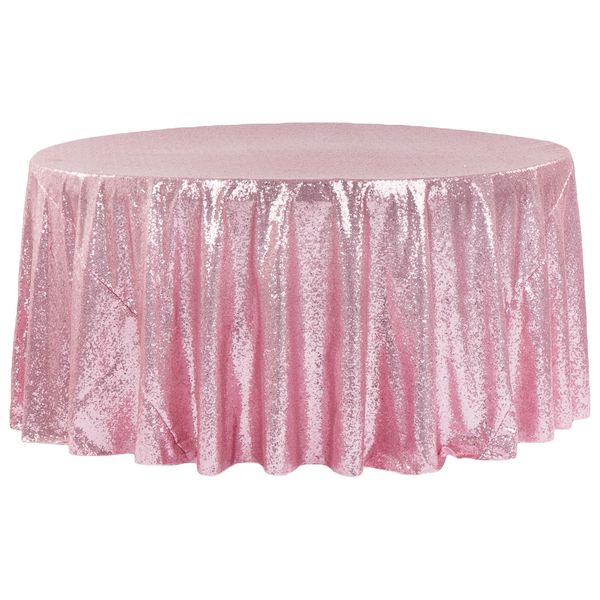 Round Sequin Tablecloth - Pink - 10 Seater