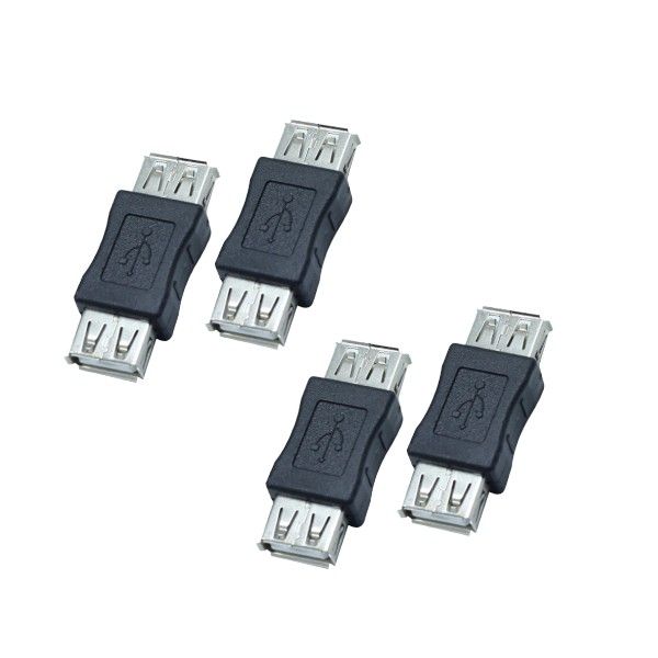 High Quality Pack Of 4 Female USB To Female USB Connector Adapters - Black