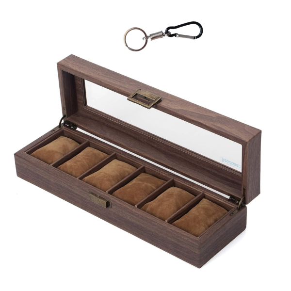 Wooden Watch Display Storage Box with 6 - Slots