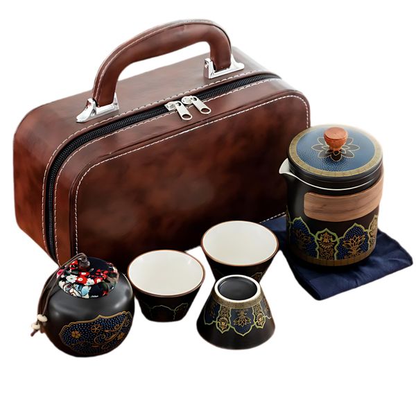 Portable Outdoor Tea Pot Set, Compact Camping Tea Kettle with Cups