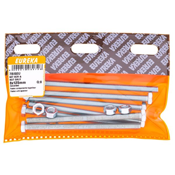 EUREKA Set Screw &amp; Nut Galvanised 8 x 125mm Q:8 7BI50U