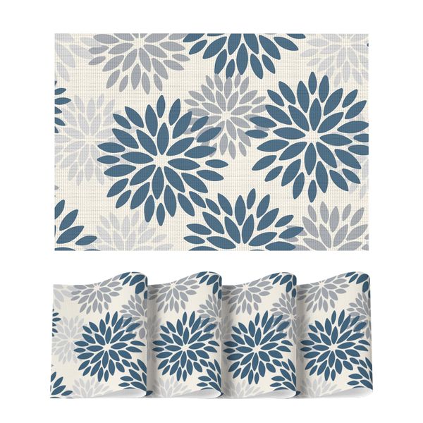 Floral Vinyl Plistic Placemats Set of 4 30x45CM