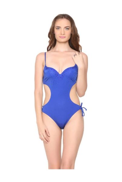 Royal Blue One Piece Swimsuit With Diamante Encrusted Cups - Size: Medium