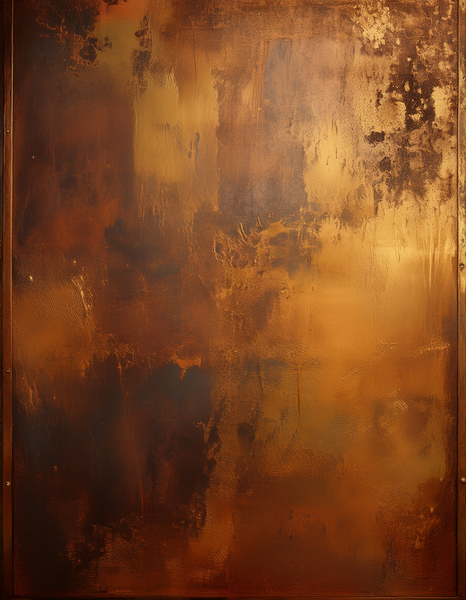 Abstract Canvas Art on Wall Ready to Hang Contemporary Art Brass Metal Art