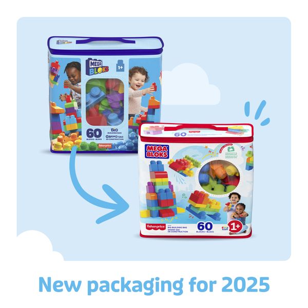 Mega Bloks Big Building Bag 60 Pieces Classic - Blue