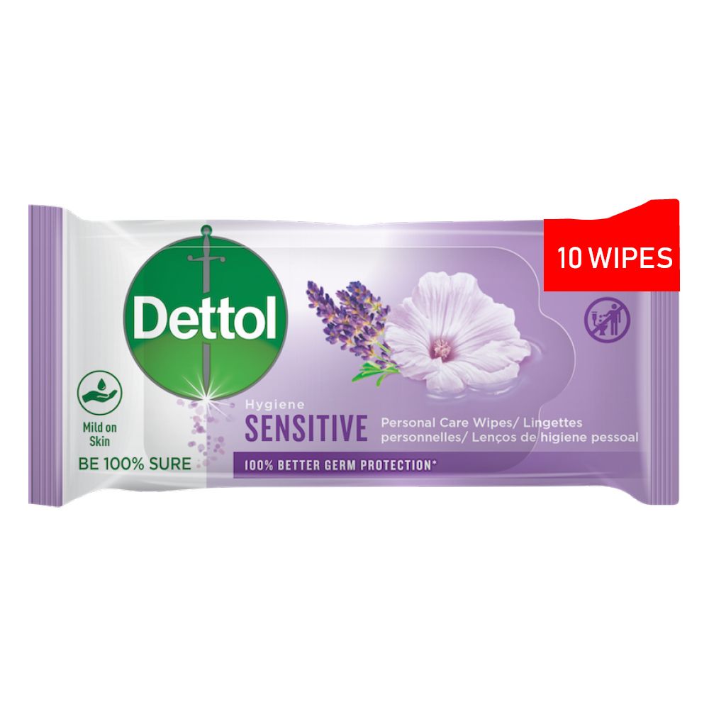 Dettol 10's, Personal Care Wipes, Sensitive Buy Online in South