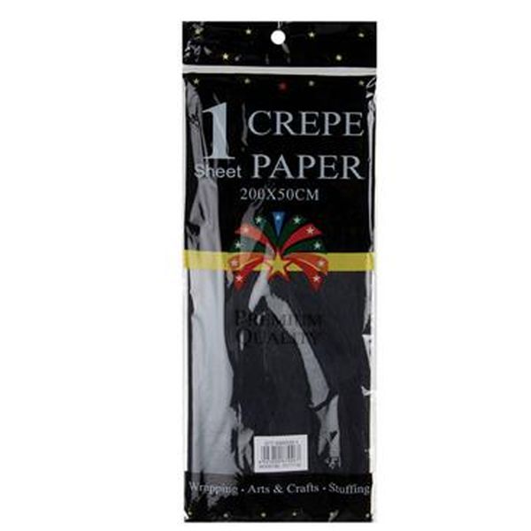 Paper Crepe Sheet Black - 50 x 2m (1 Sheet)