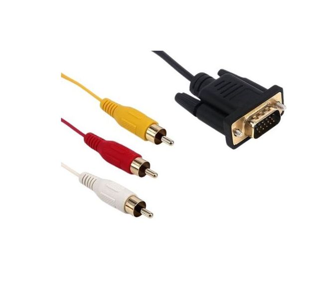 VGA to 3 RCA AV Cable - High-Quality Video Adapter for TVs &amp; Monitors
