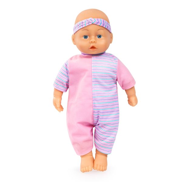 Bayer First Words Baby Doll with 24 Sounds - Pink with Stripes - 40cm Tall