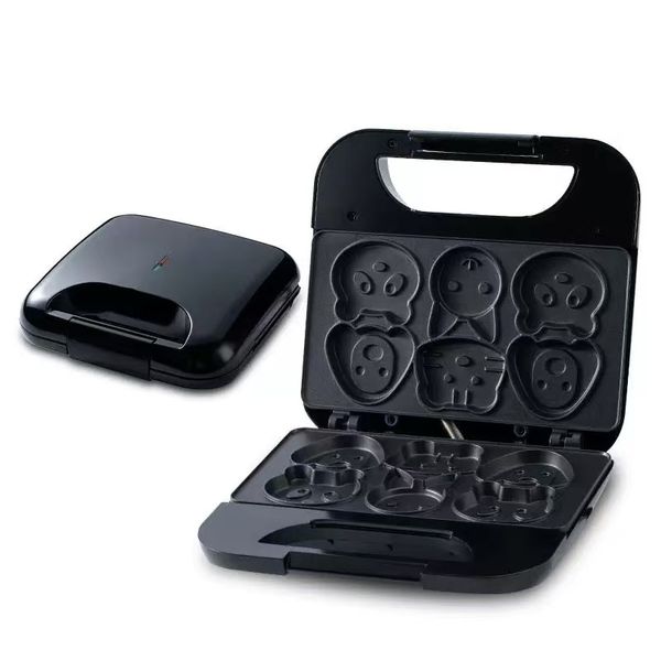 6-Hole Cartoon Waffle &amp; Cake Maker - Electric Animal Snack Baker