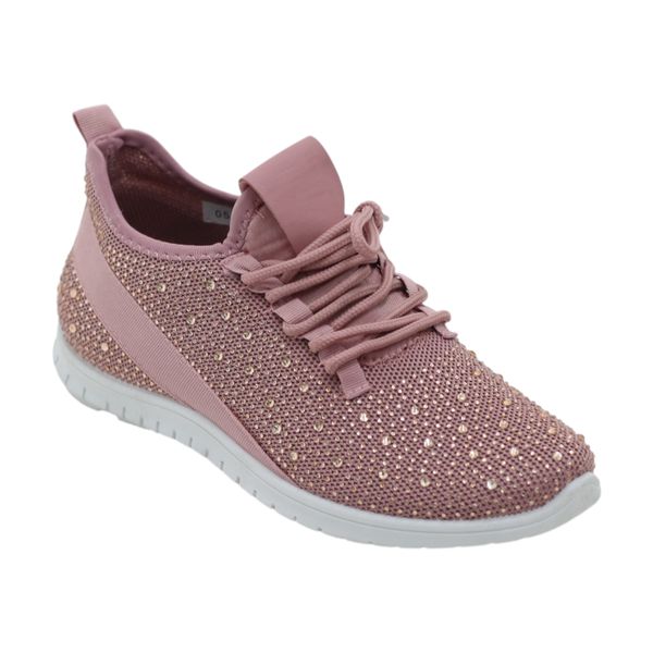 LaMara Pari s Gabby fly knit lace-up sneaker with diamonds black