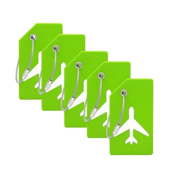 5 Pack Silicone Luggage Suitcases Name Tags with Stainless Steel Loops