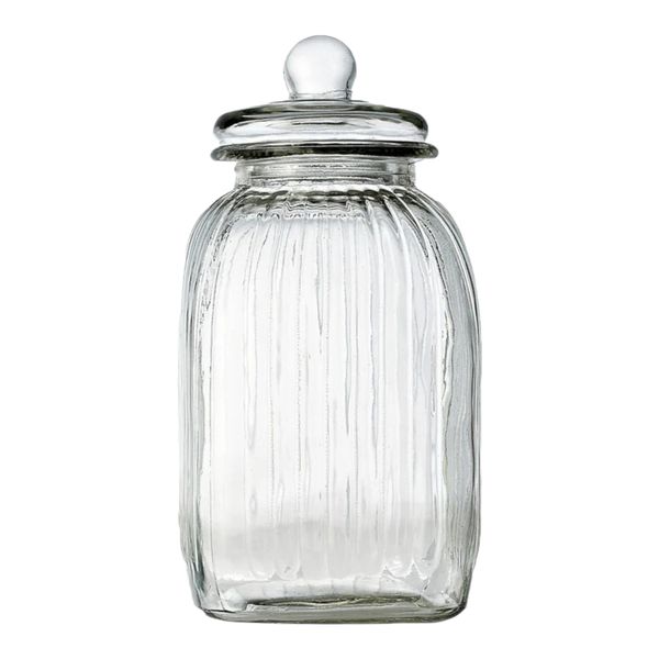 Jar 4.8Lt Glass Ribbed with Lid (33x15.5x15.5cm)