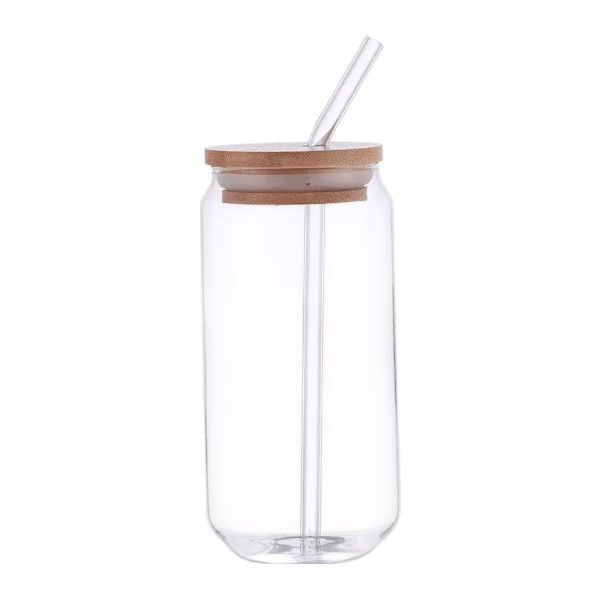 Large Capacity Straw Glass with Lid Drinkware - Transparent 400ml