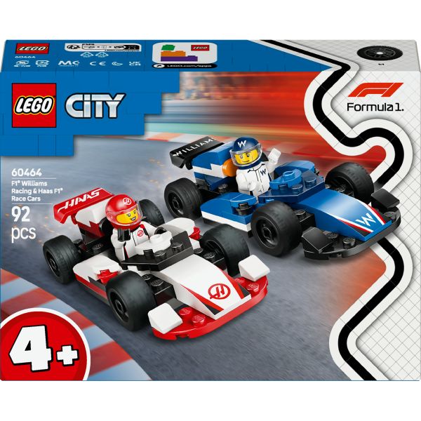 LEGO® City F1® Williams Racing &amp; Haas F1® Race Cars Vehicle Toy Set 60464