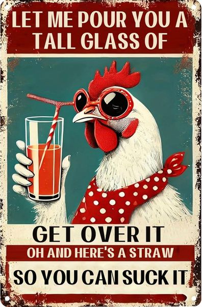 Funny Chicken Coop Metal Tin Sign, Vintage Farm Kitchen Garden Decor