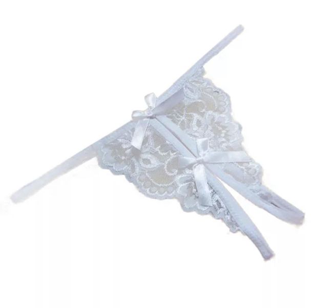 OMG White Purity Lace Crotchless G-string Panty - White Purity