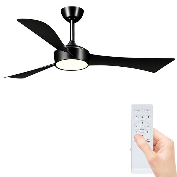 3 Blades Modern Luxury LED Ceiling Fan with Remote Control - Black
