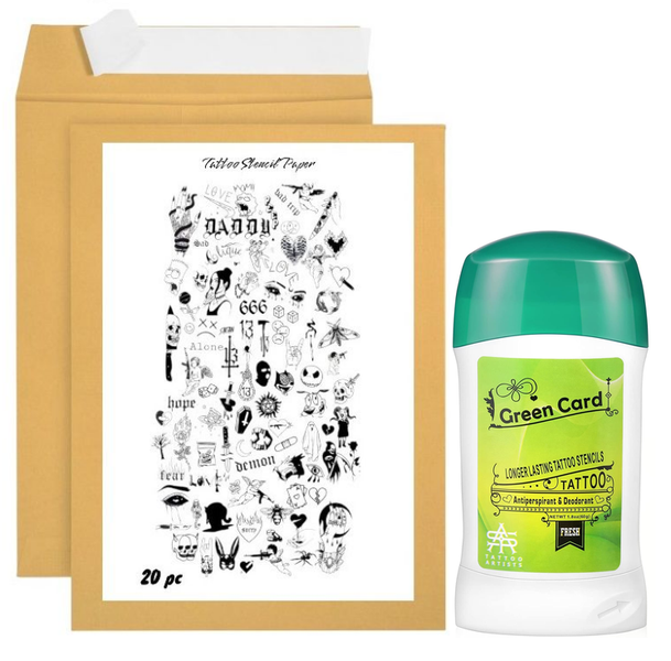 Tattoo Transfer Kit-Stencil Paper 20 Sheets + Roll-On Stencil Gel 60g